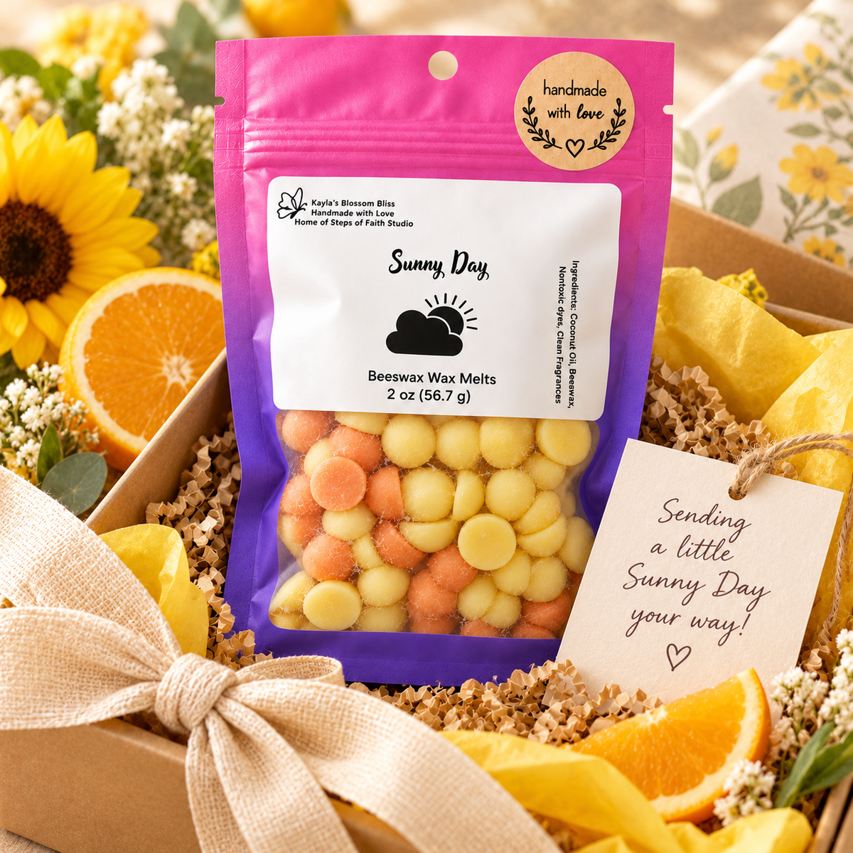 Sunny Day Wax Melts - Mandarin Orange, Sunflower & Suede