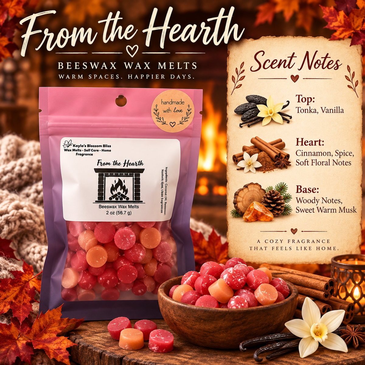 From the Hearth Wax Melt | Vanilla, Cinnamon, Woods & Warm Musk
