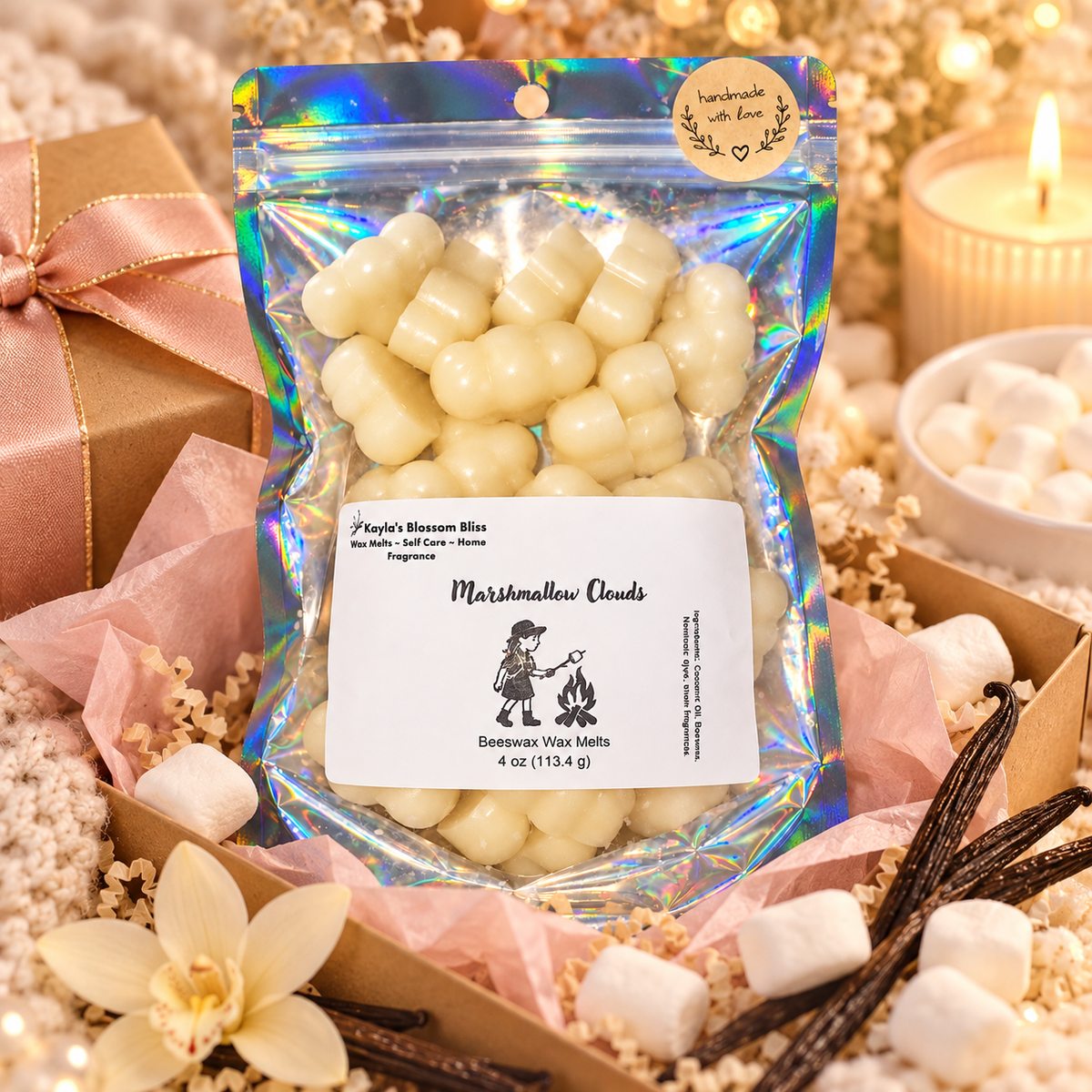 Marshmallow Clouds Wax Melts – Marshmallow, Sweet Cream & Vanilla Fragrance