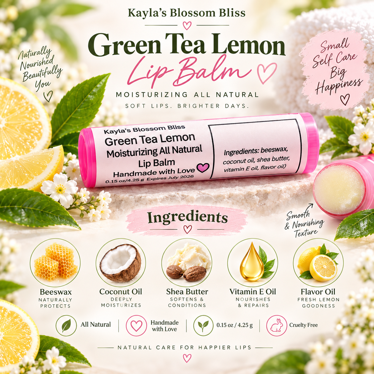 Green Tea Lemon Lip Balm
