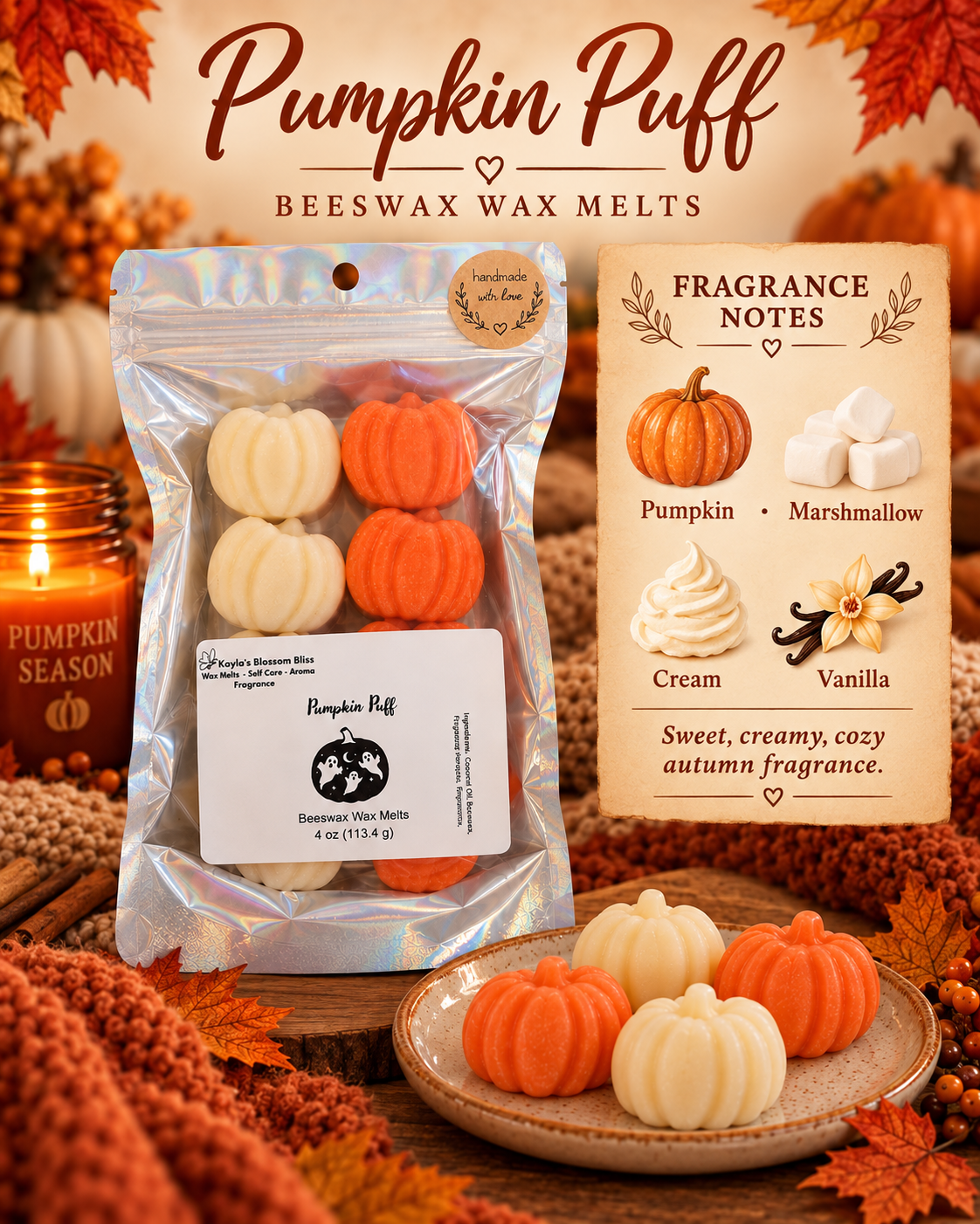 Pumpkin Puff Wax Melts | Vanilla Pumpkin Marshmallow