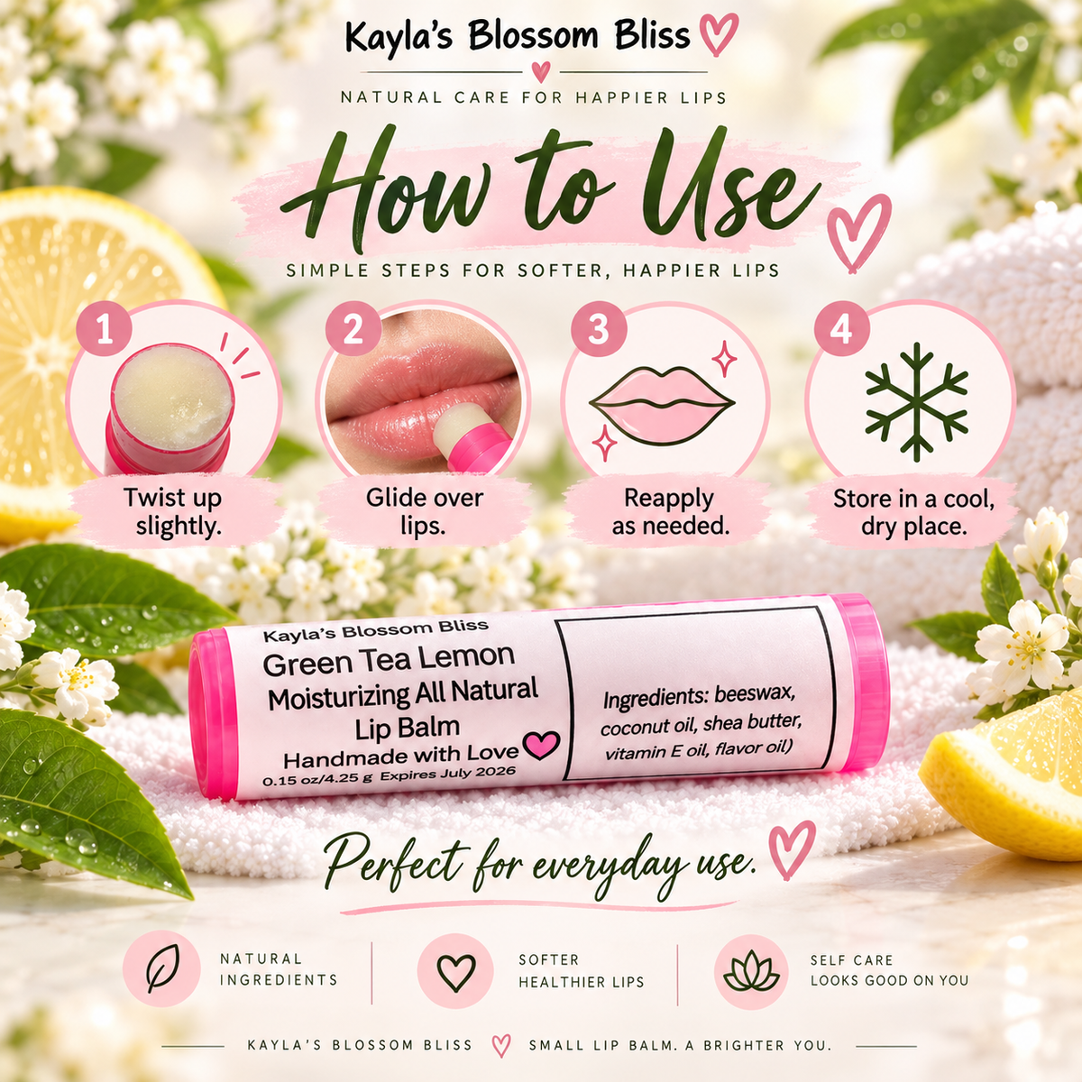 Green Tea Lemon Lip Balm