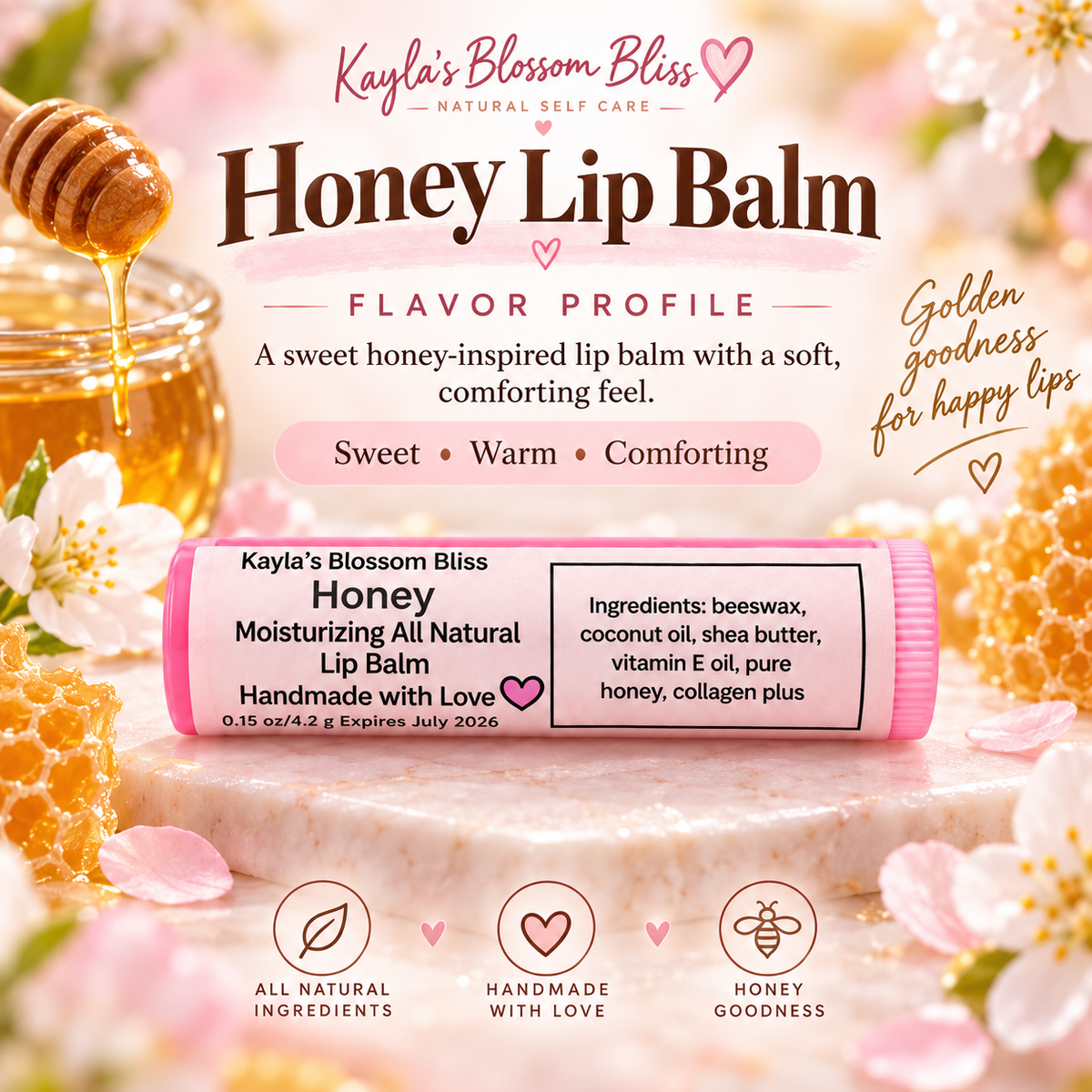 Honey Lip Balm with Pure Honey | Moisturizing Handmade Lip Balm