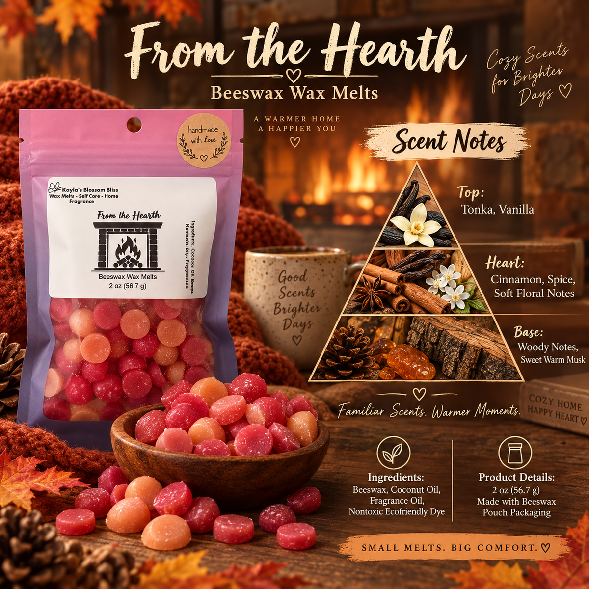 From the Hearth Wax Melt | Vanilla, Cinnamon, Woods & Warm Musk