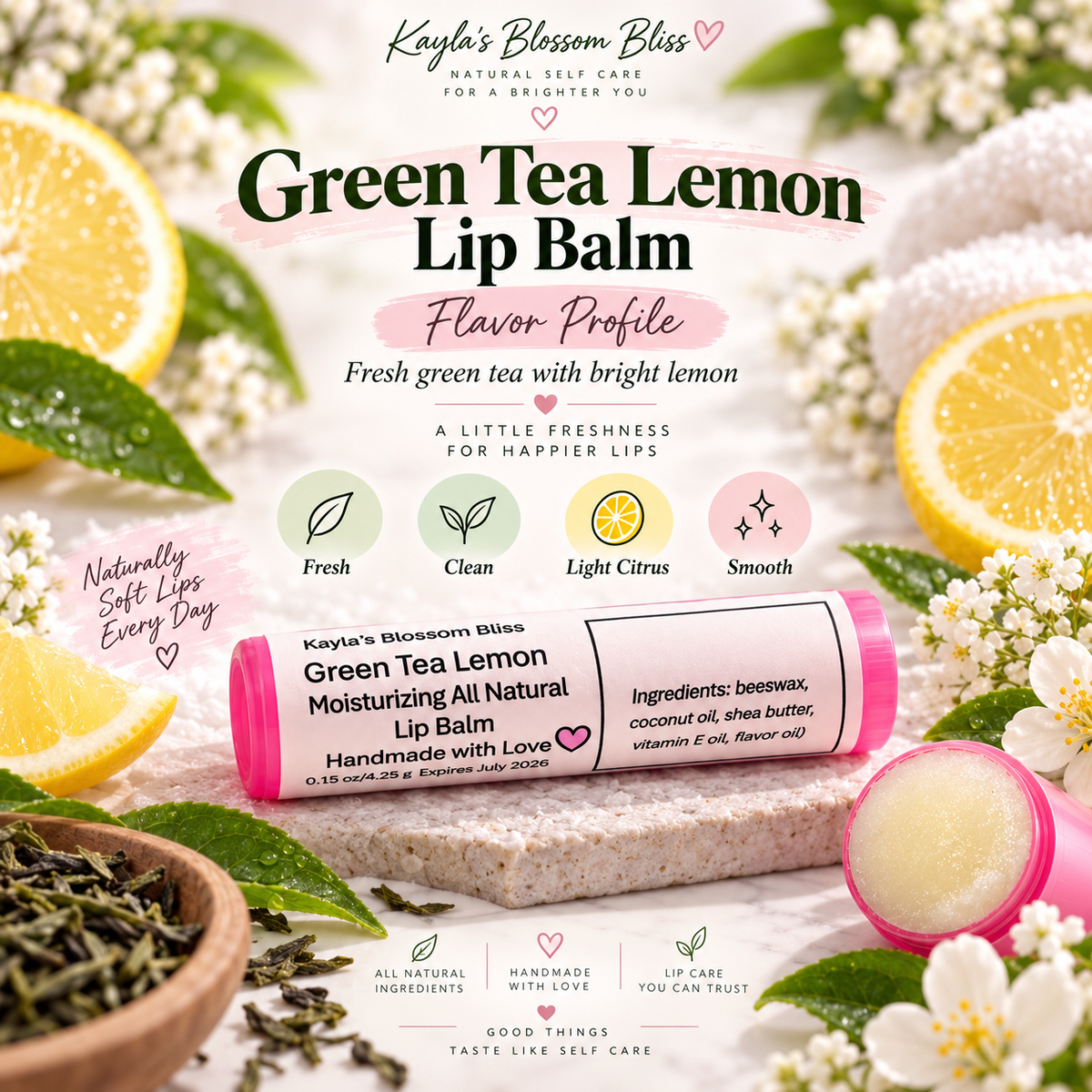 Green Tea Lemon Lip Balm