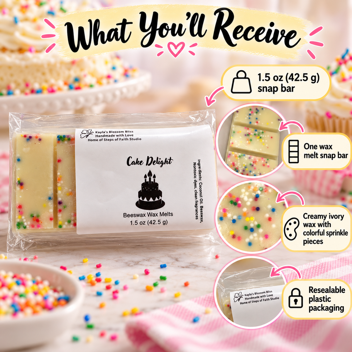 Cake Delight Wax Melts - Buttercream, Sugar, Honey, Vanilla & Bourbon