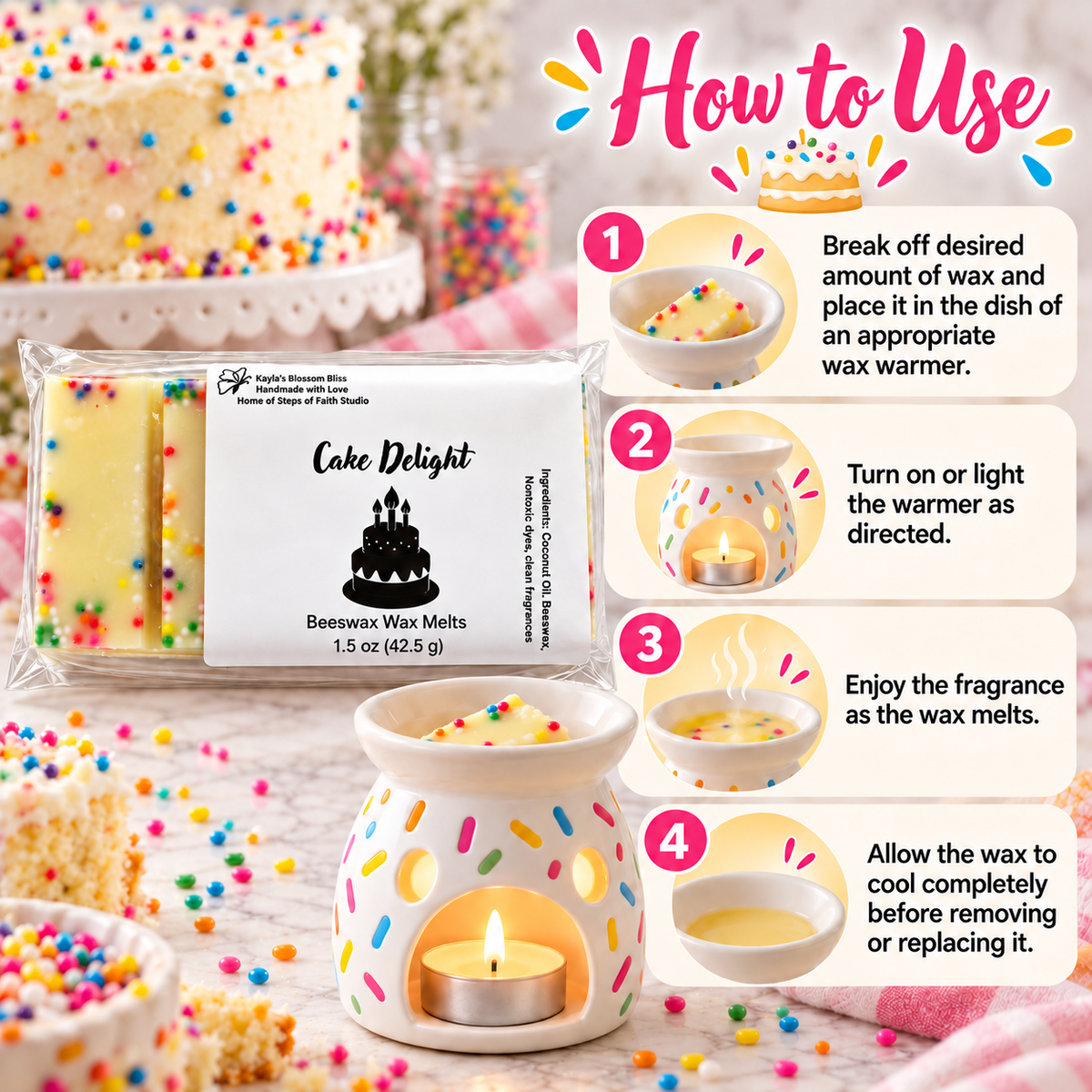 Cake Delight Wax Melts - Buttercream, Sugar, Honey, Vanilla & Bourbon