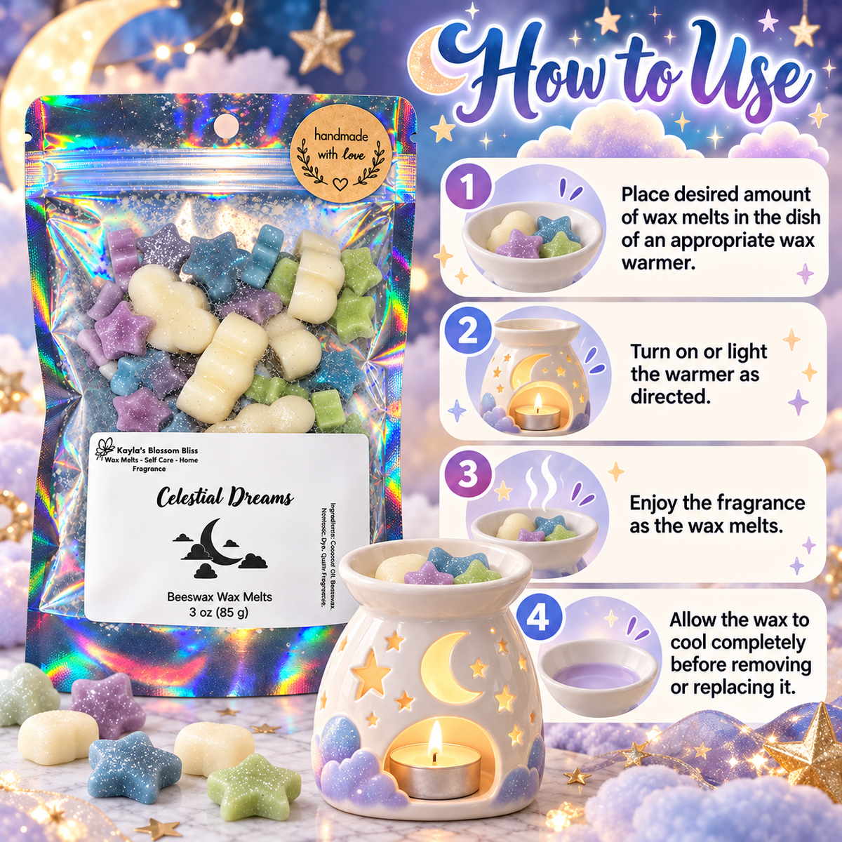 Celestial Dreams Wax Melts - Forest Fruits, Plum, Cherry, Jasmine, Vanilla & Amber