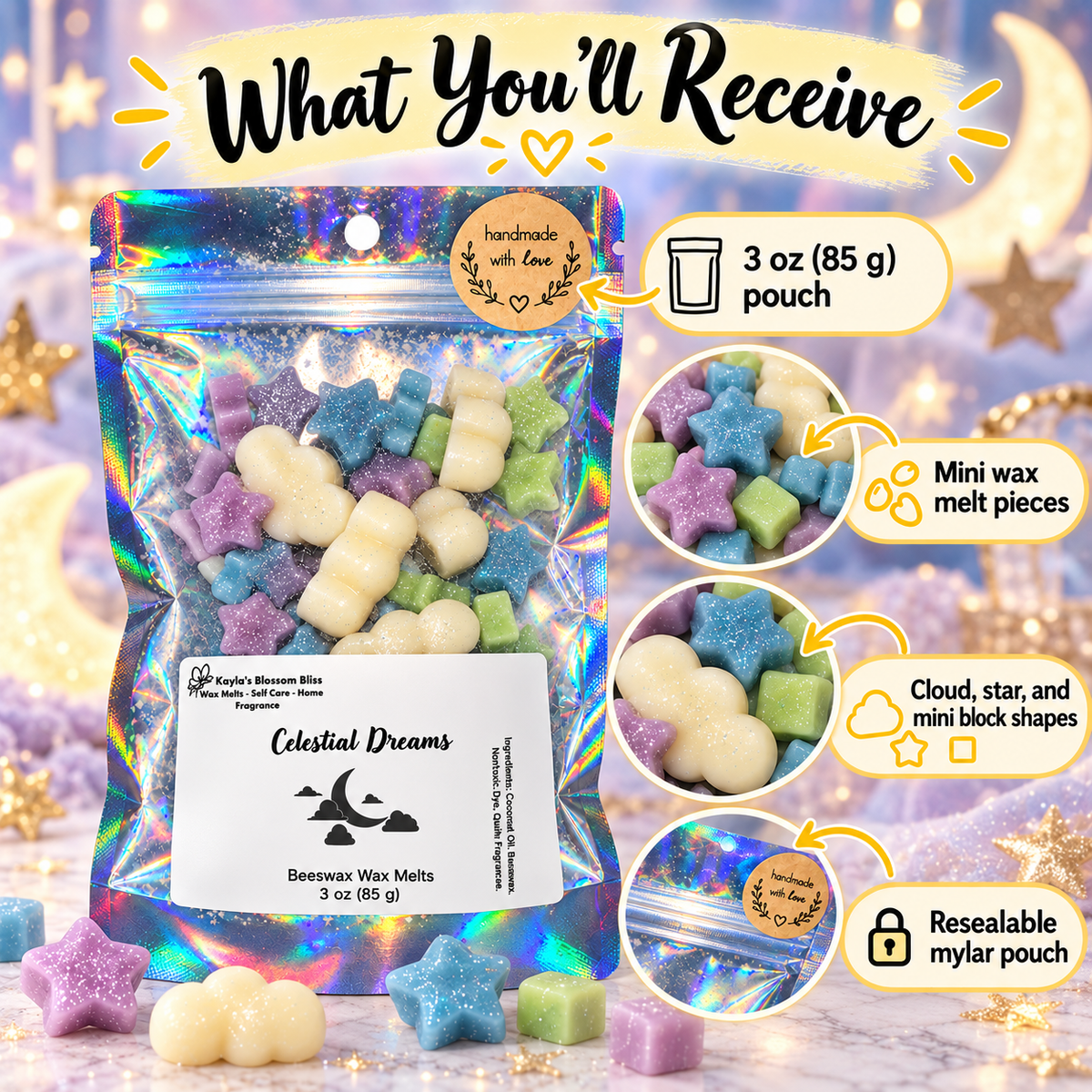 Celestial Dreams Wax Melts - Forest Fruits, Plum, Cherry, Jasmine, Vanilla & Amber