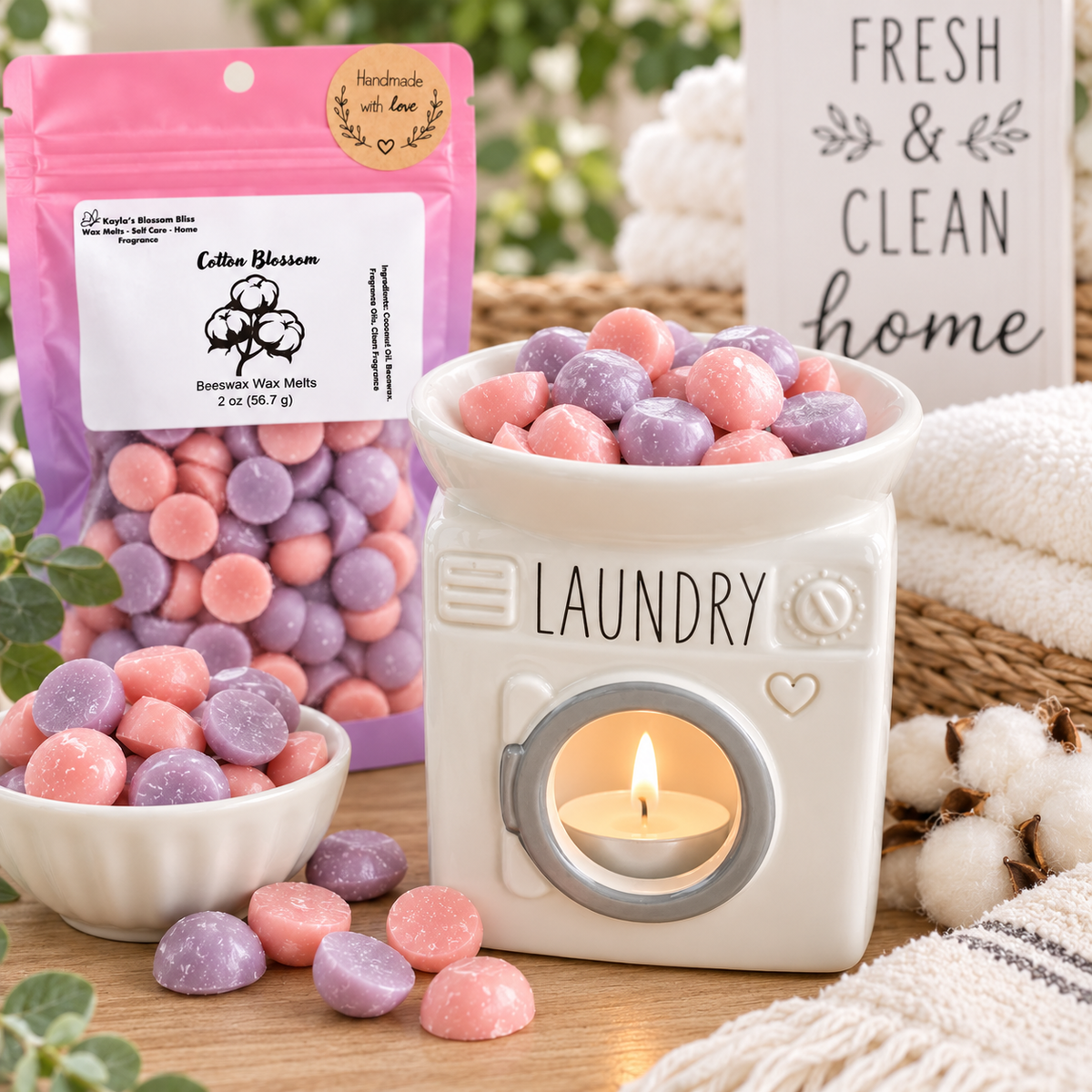 Cotton Blossom Wax Melts – Fresh Linen & Clean Cotton Fragrance