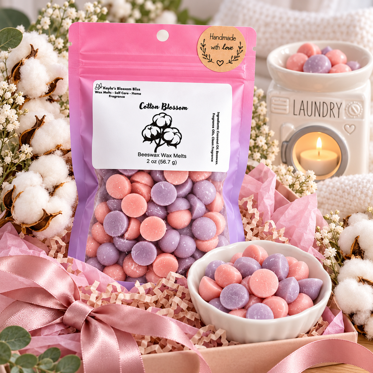 Cotton Blossom Wax Melts – Fresh Linen & Clean Cotton Fragrance