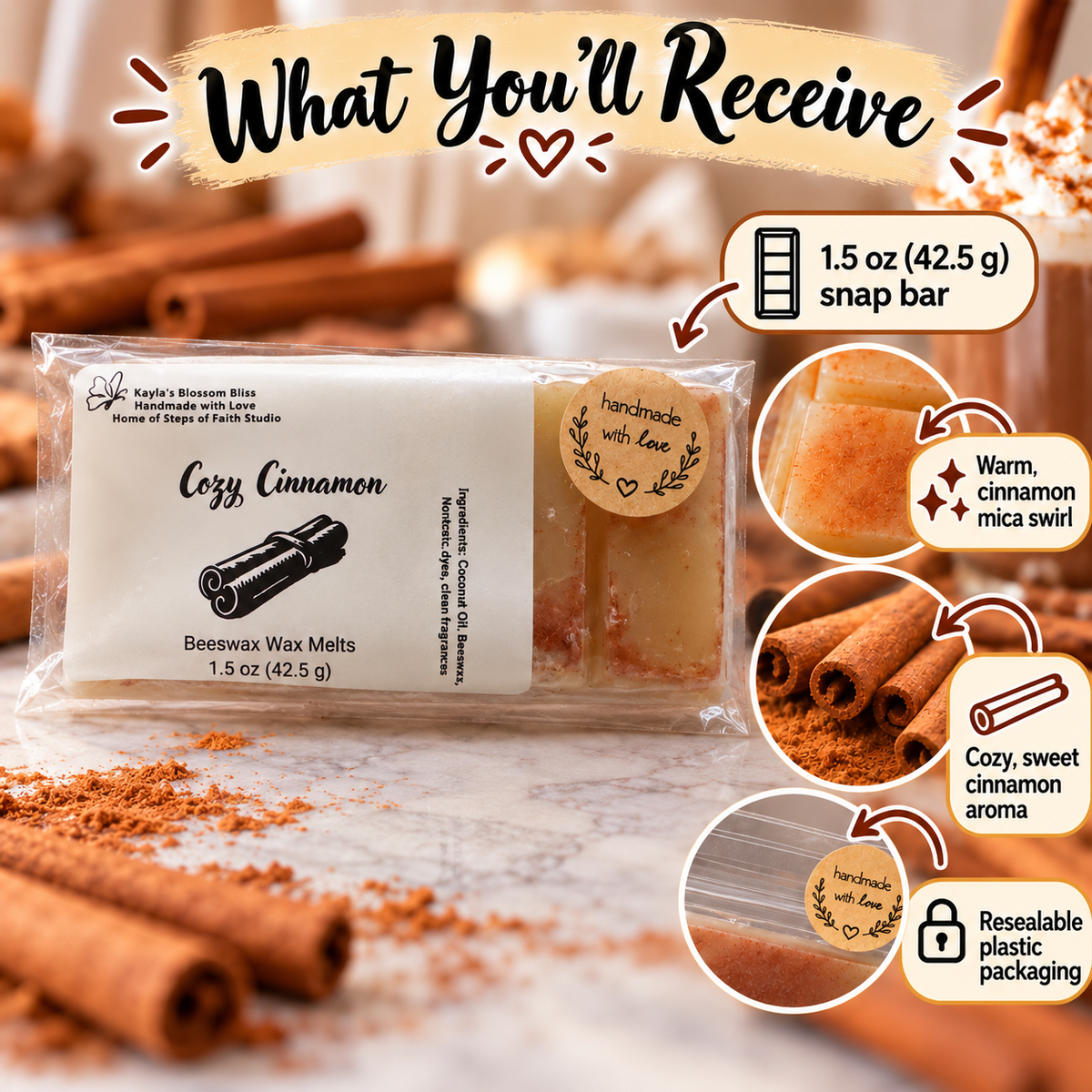Cozy Cinnamon Wax Melts - Spiced Clove, Cinnamon Bark, Nutmeg & Woody Juniper