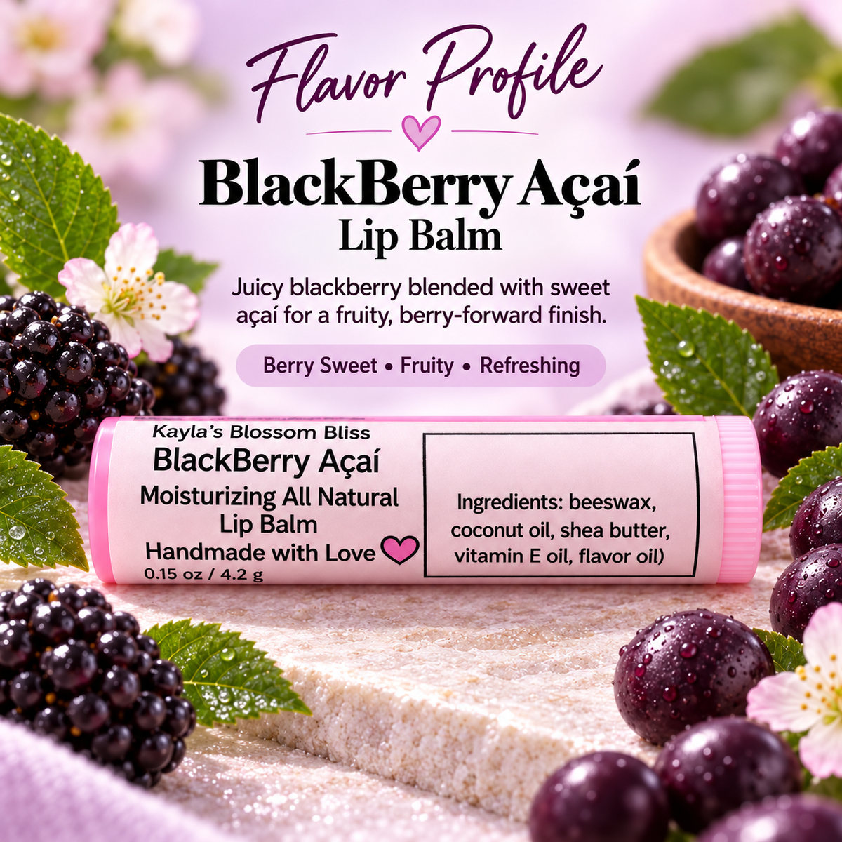 Blackberry Açaí Lip Balm | Moisturizing Handmade Lip Balm