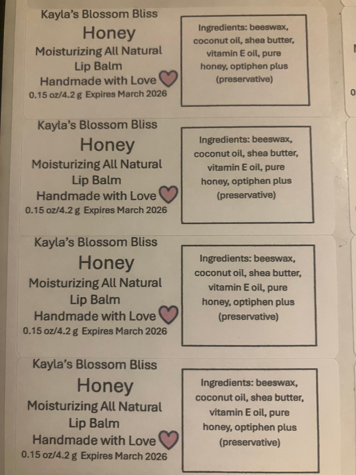 All Natural Moisturizing Lip Balm with Pure Honey
