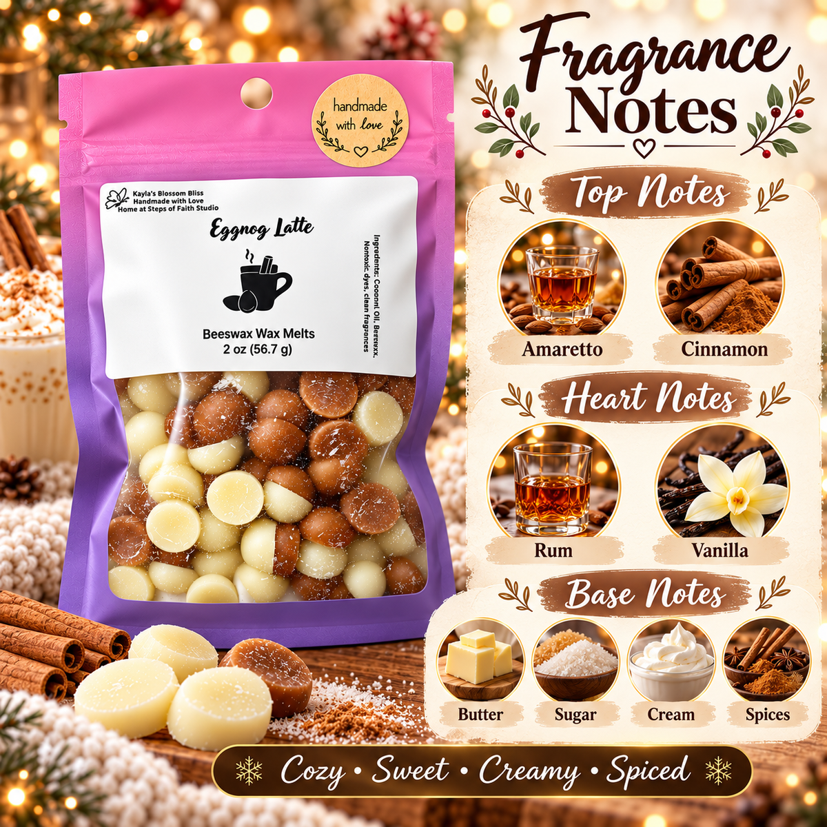 Eggnog Latte Wax Melts – Cozy Holiday Eggnog & Coffee Scent