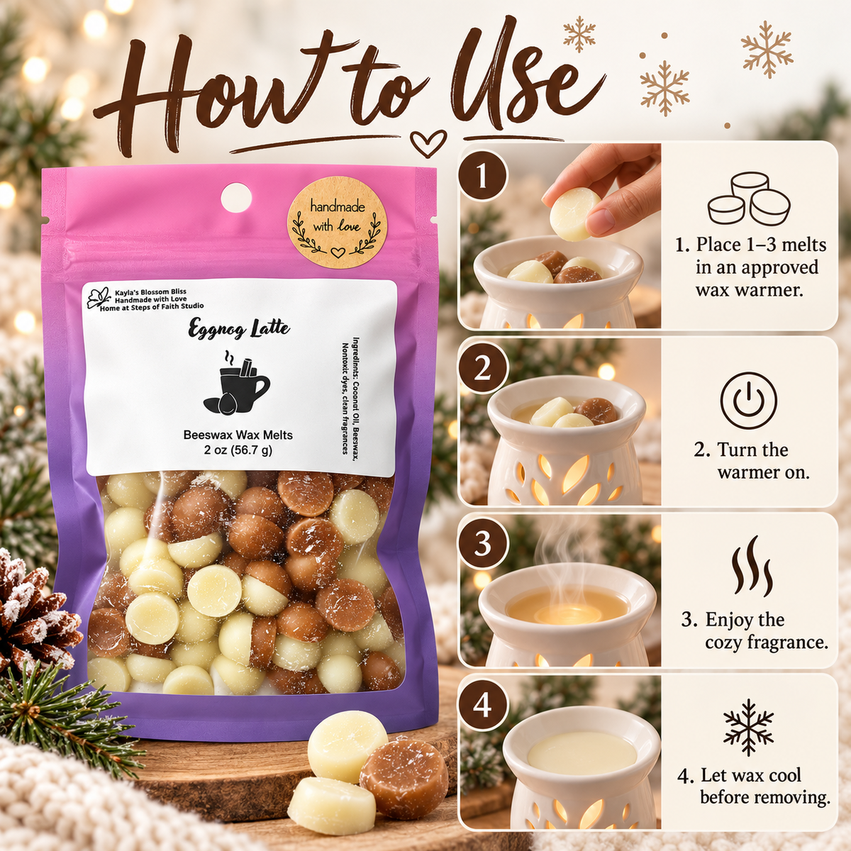 Eggnog Latte Wax Melts – Cozy Holiday Eggnog & Coffee Scent