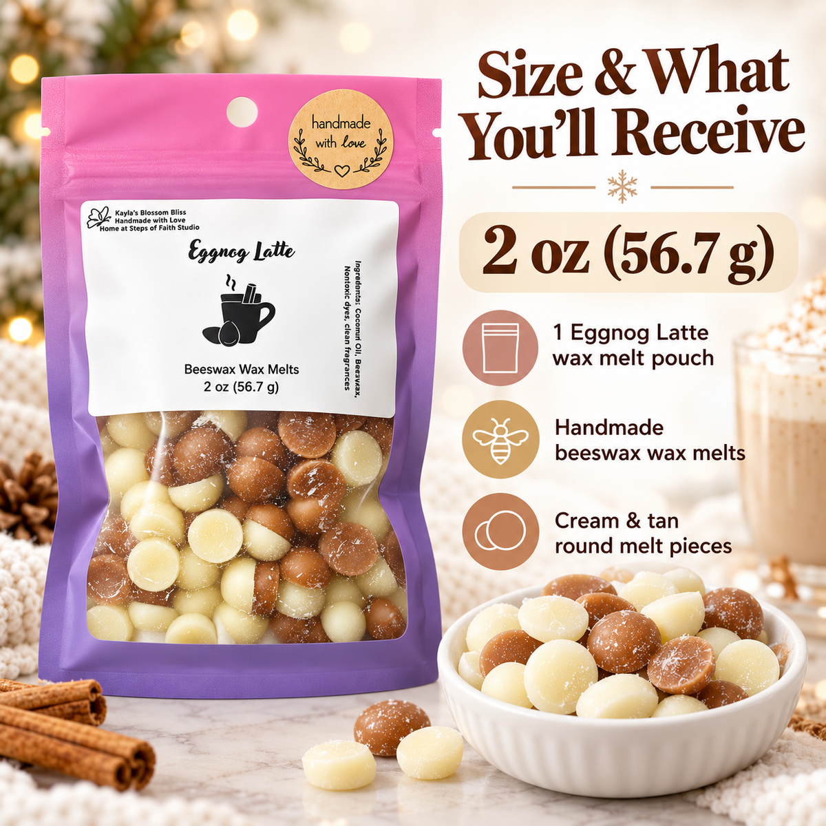 Eggnog Latte Wax Melts – Cozy Holiday Eggnog & Coffee Scent