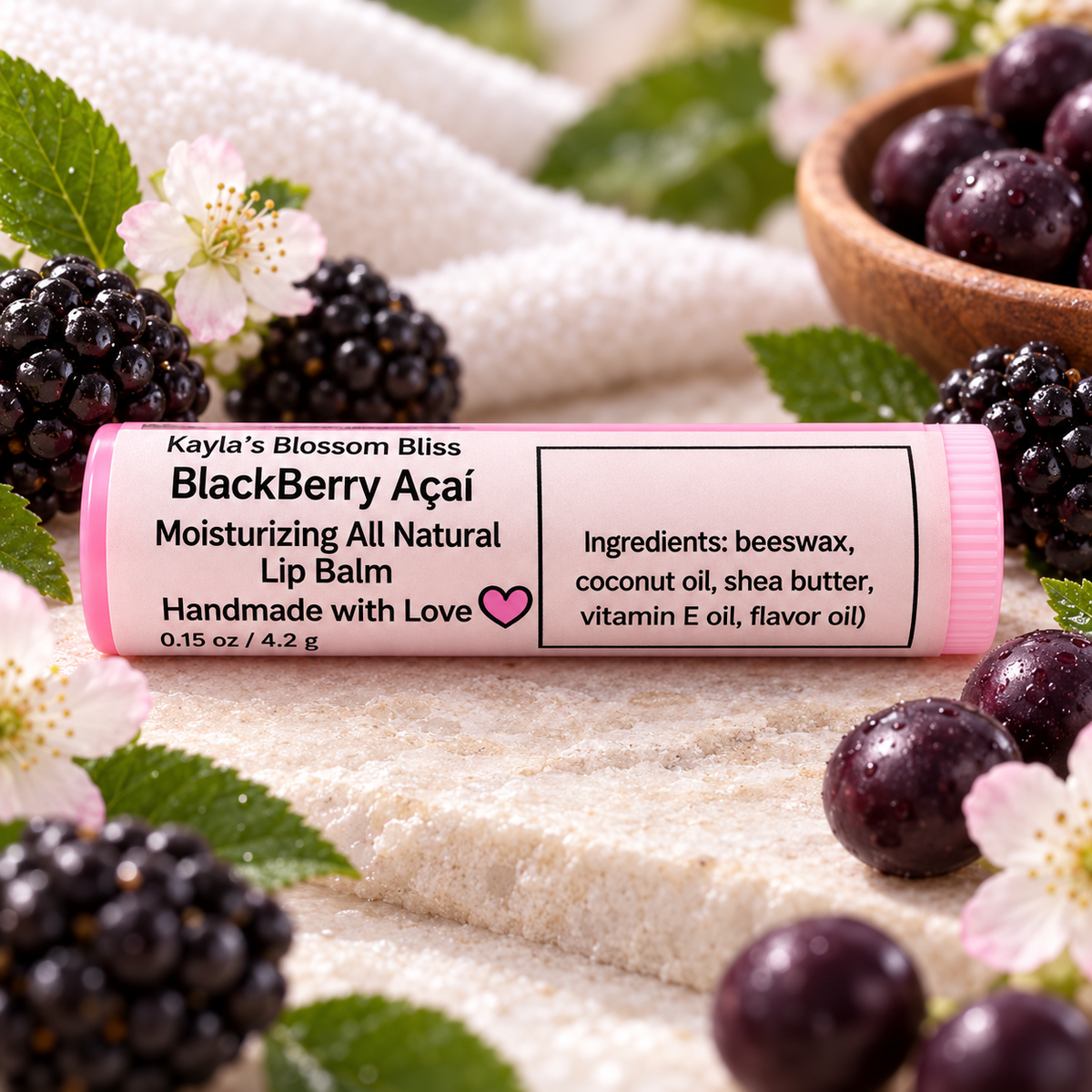 Blackberry Açaí Lip Balm | Moisturizing Handmade Lip Balm