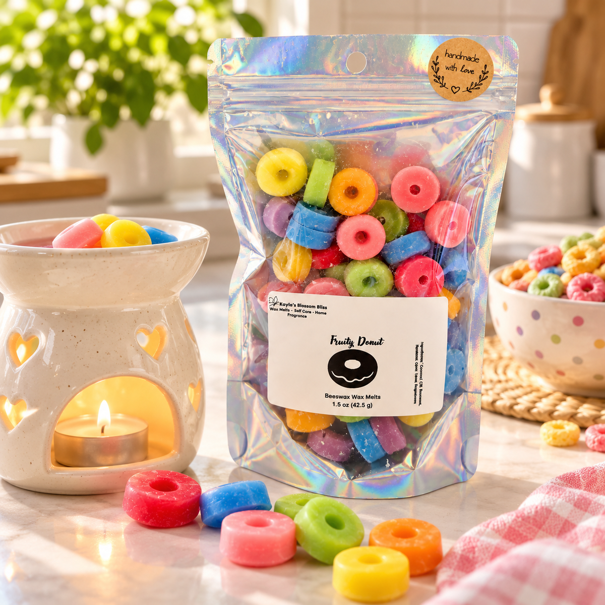 Fruity Donut Wax Melts - Lemon, Lime, Grapefruit, Lavender, Orange, Vanilla & Sandalwood