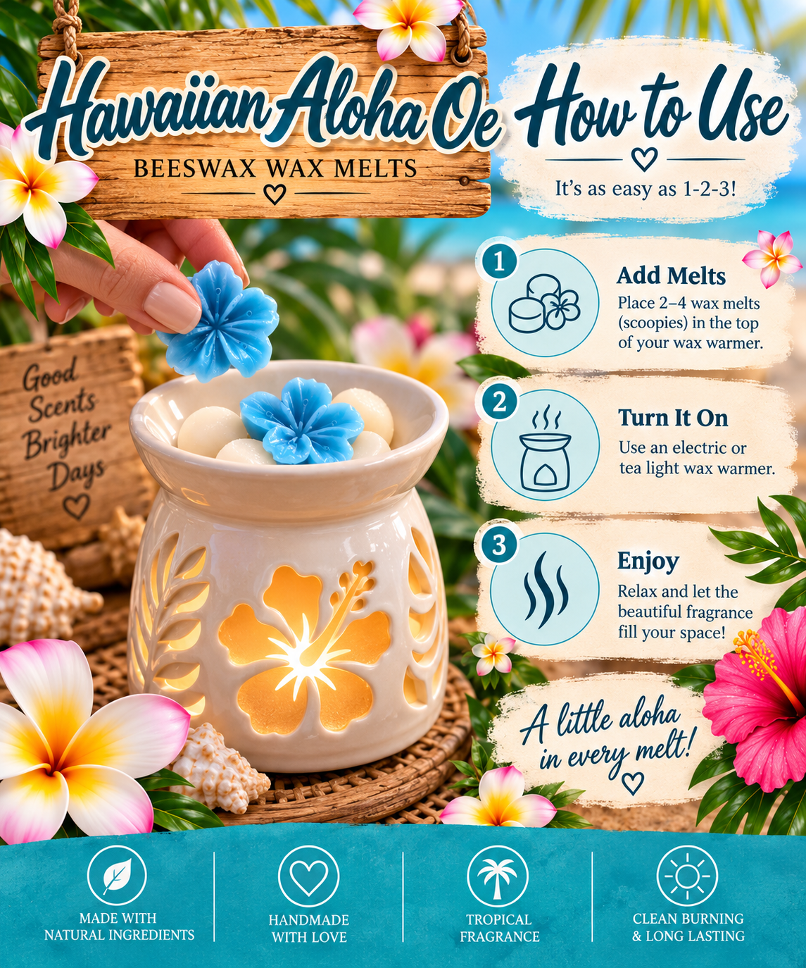 Hawaiian Aloha Oe Plumeria Wax Melts | Tropical Floral Home Fragrance