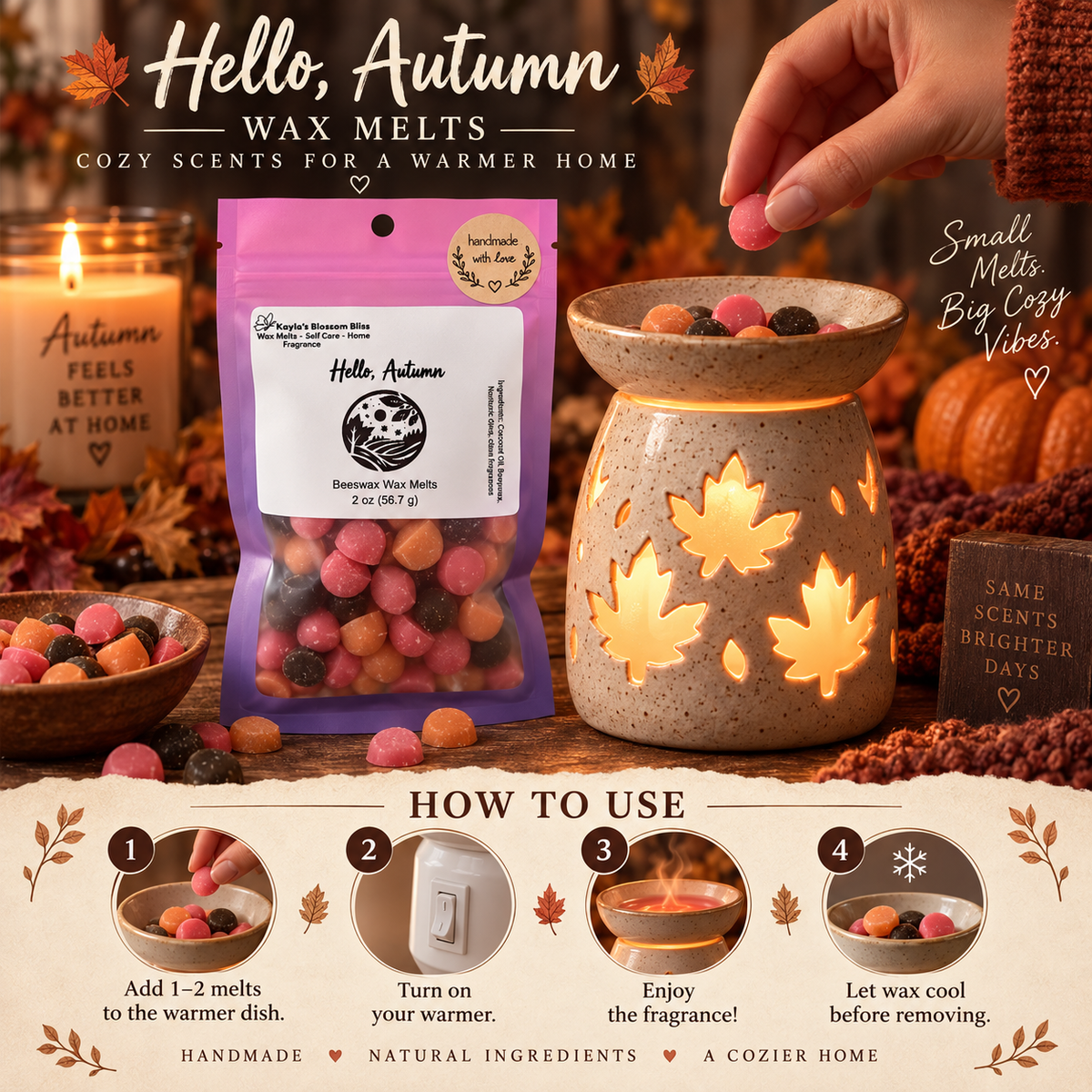 Hello, Autumn Wax Melt | Apple, Cinnamon, Cedar & Pecan