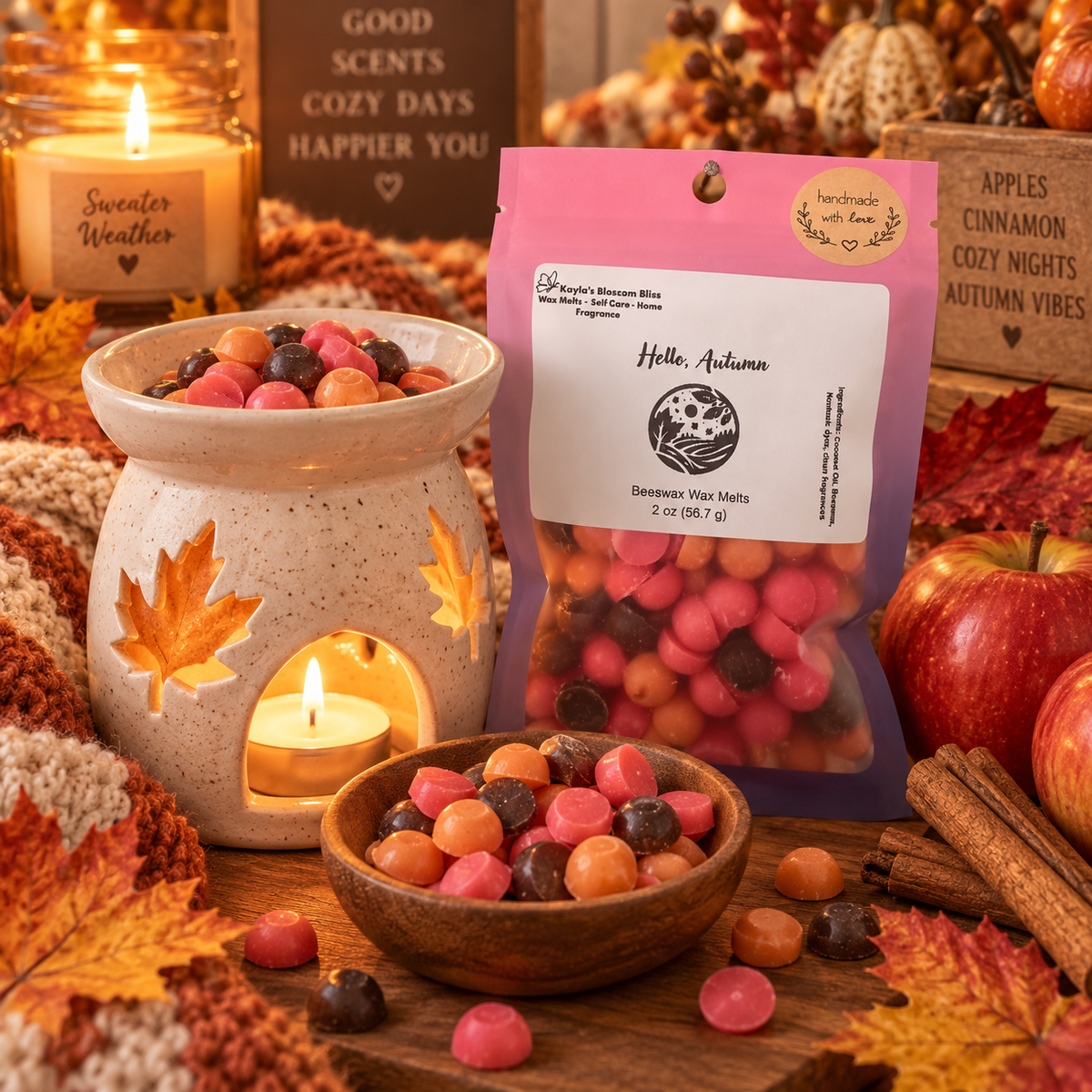 Hello, Autumn Wax Melt | Apple, Cinnamon, Cedar & Pecan