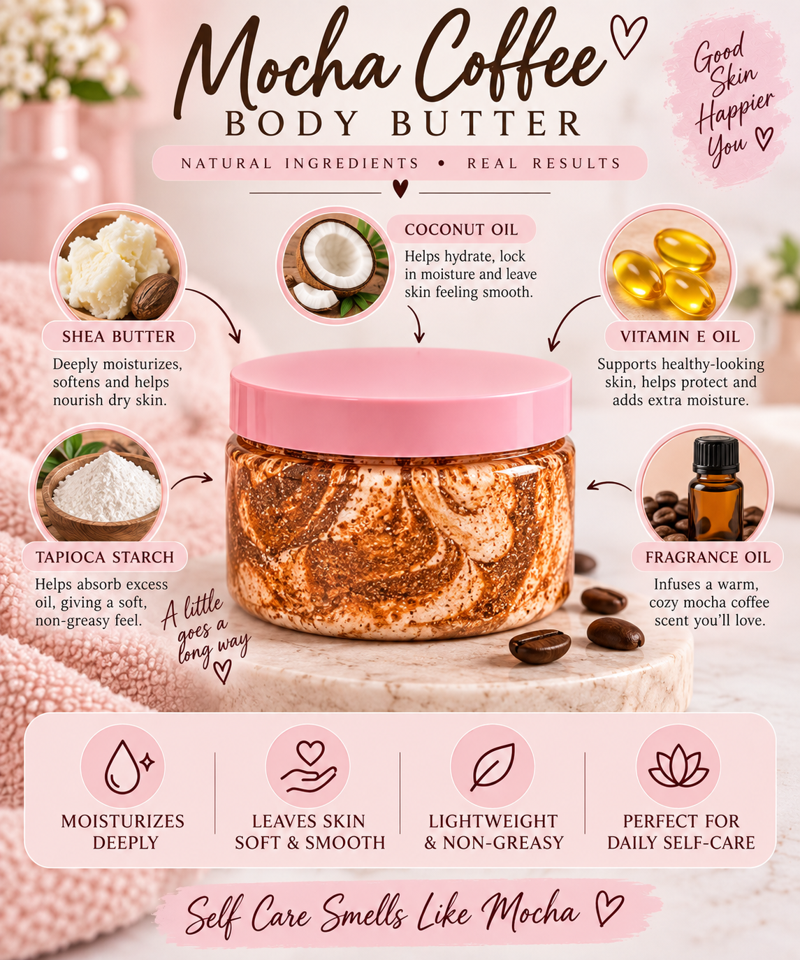 Mocha Coffee Whipped Body Butter | Handmade Moisturizing Body Cream