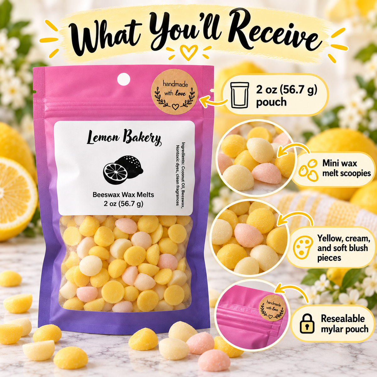 Lemon Bakery Wax Melts - Lemon Cake, Buttermilk, Vanilla & Toasted Nut