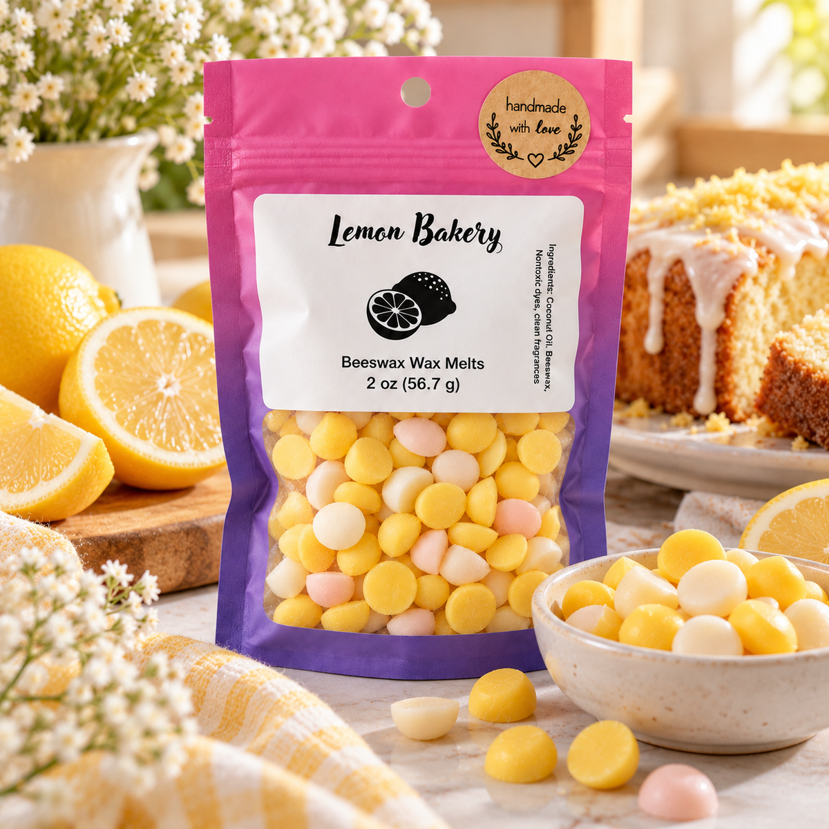 Lemon Bakery Wax Melts - Lemon Cake, Buttermilk, Vanilla & Toasted Nut