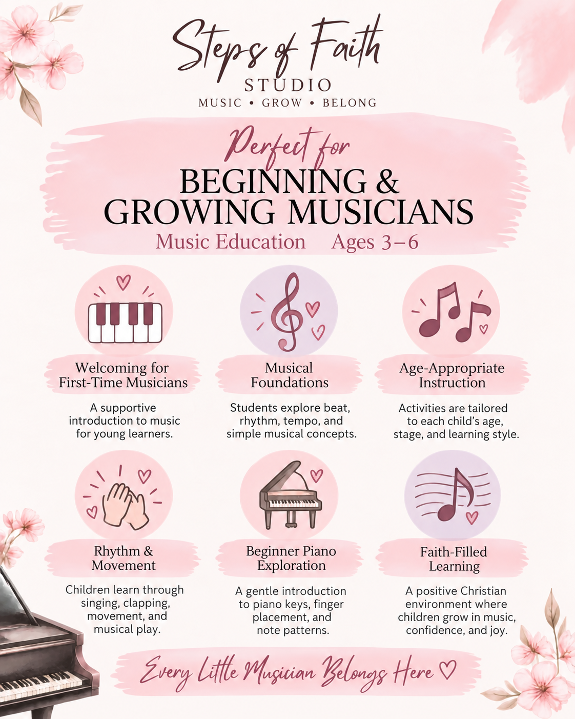 In-Person Music Education for Kids | Ages 3-6 | Steps of Faith Studio | Spokane, WA