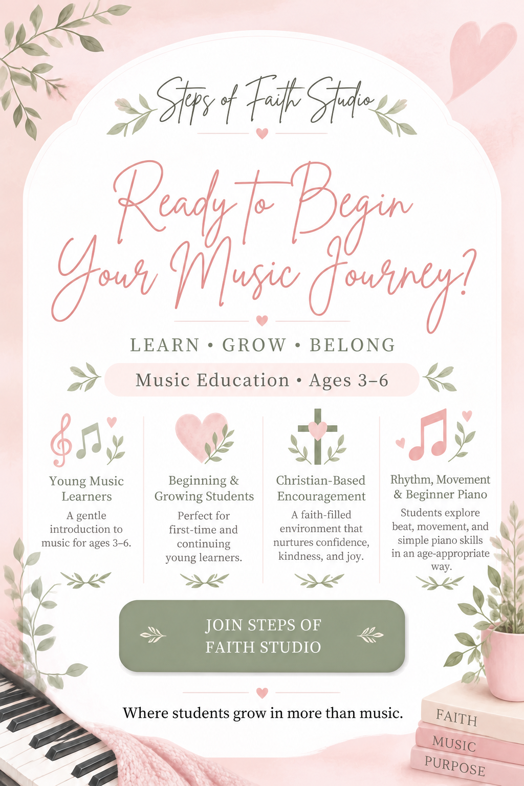 In-Person Music Education for Kids | Ages 3-6 | Steps of Faith Studio | Spokane, WA