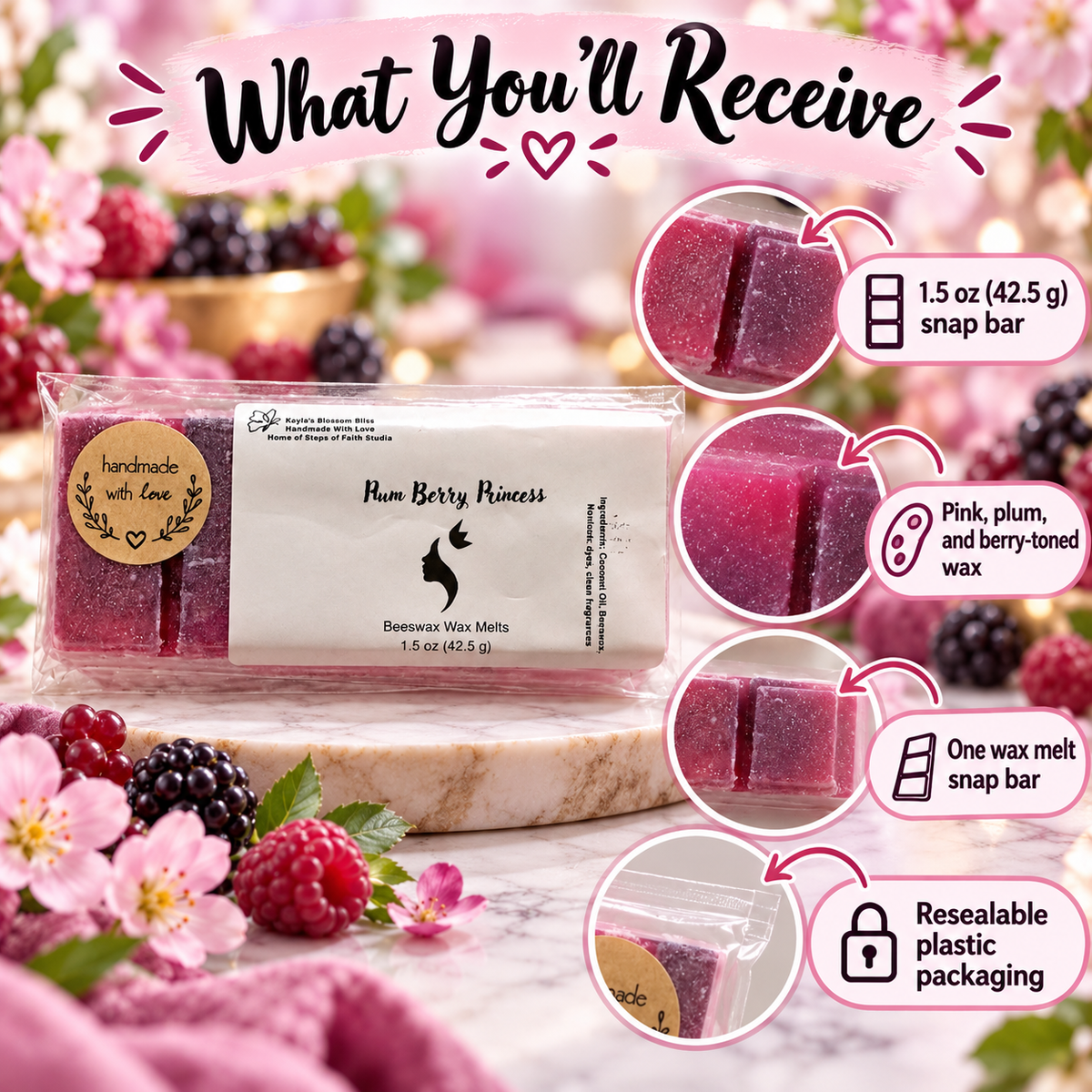 Plum Berry Princess Wax Melts - Ripe Strawberry, Jasmine & Dark Plum