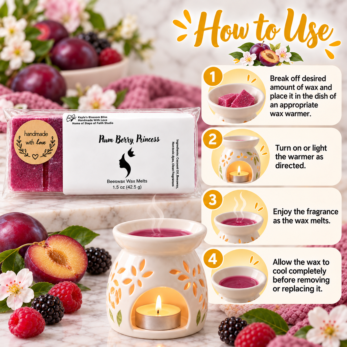 Plum Berry Princess Wax Melts - Ripe Strawberry, Jasmine & Dark Plum
