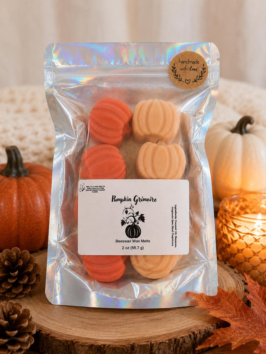 Pumpkin Grimoire Wax Melt - Fall Pumpkin Patchouli Scent - Halloween Home Fragrance