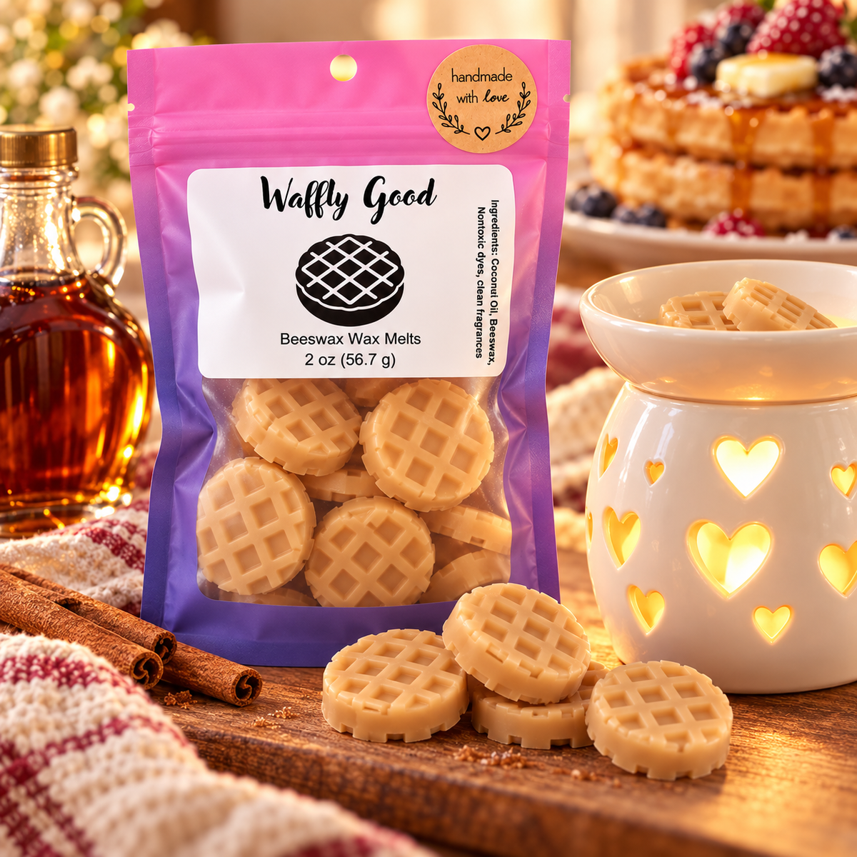 Waffly Good Wax Melts - Ripe Berries, Waffle Cone, Cinnamon & Vanilla Cream - 2 oz
