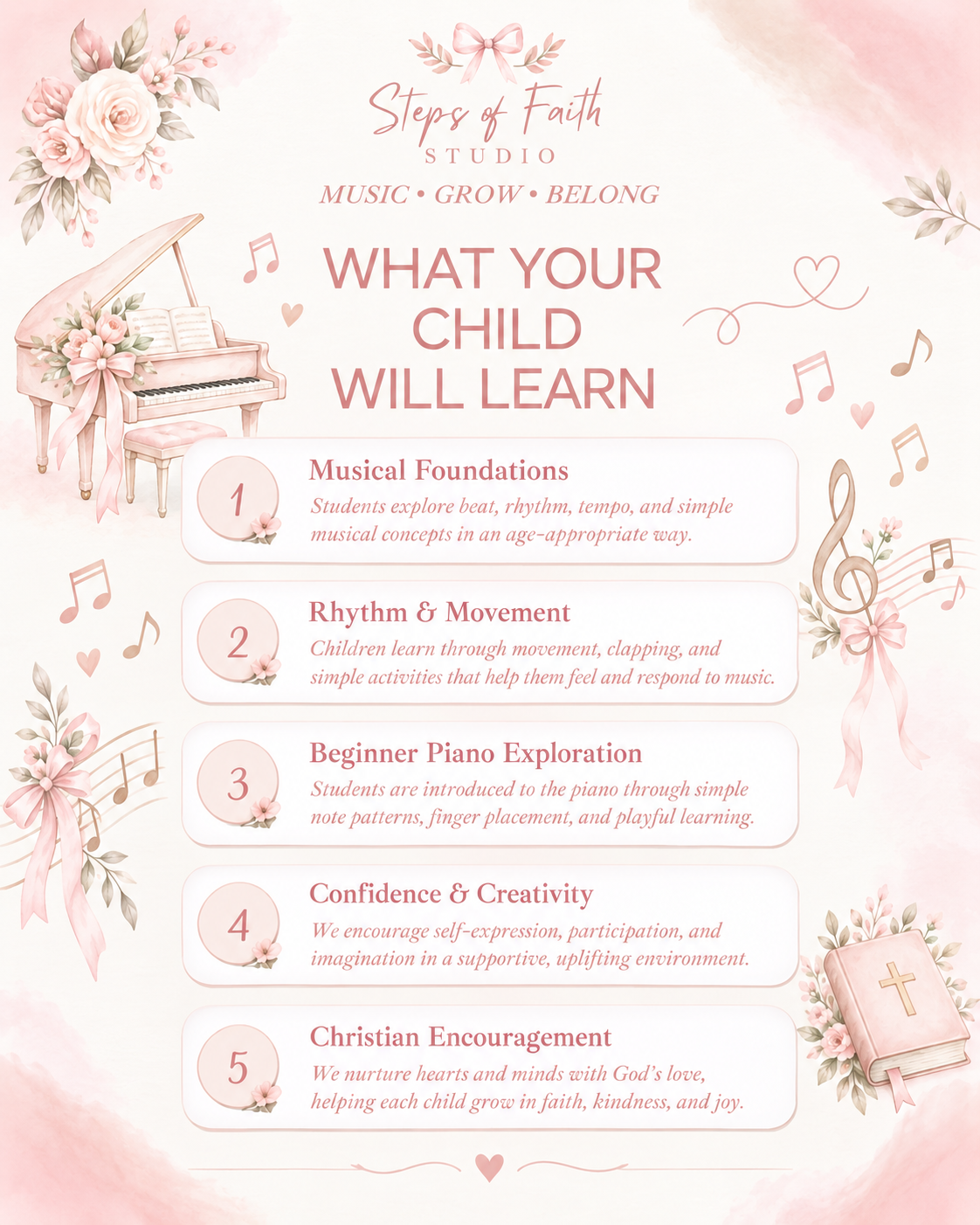 In-Person Music Education for Kids | Ages 3-6 | Steps of Faith Studio | Spokane, WA