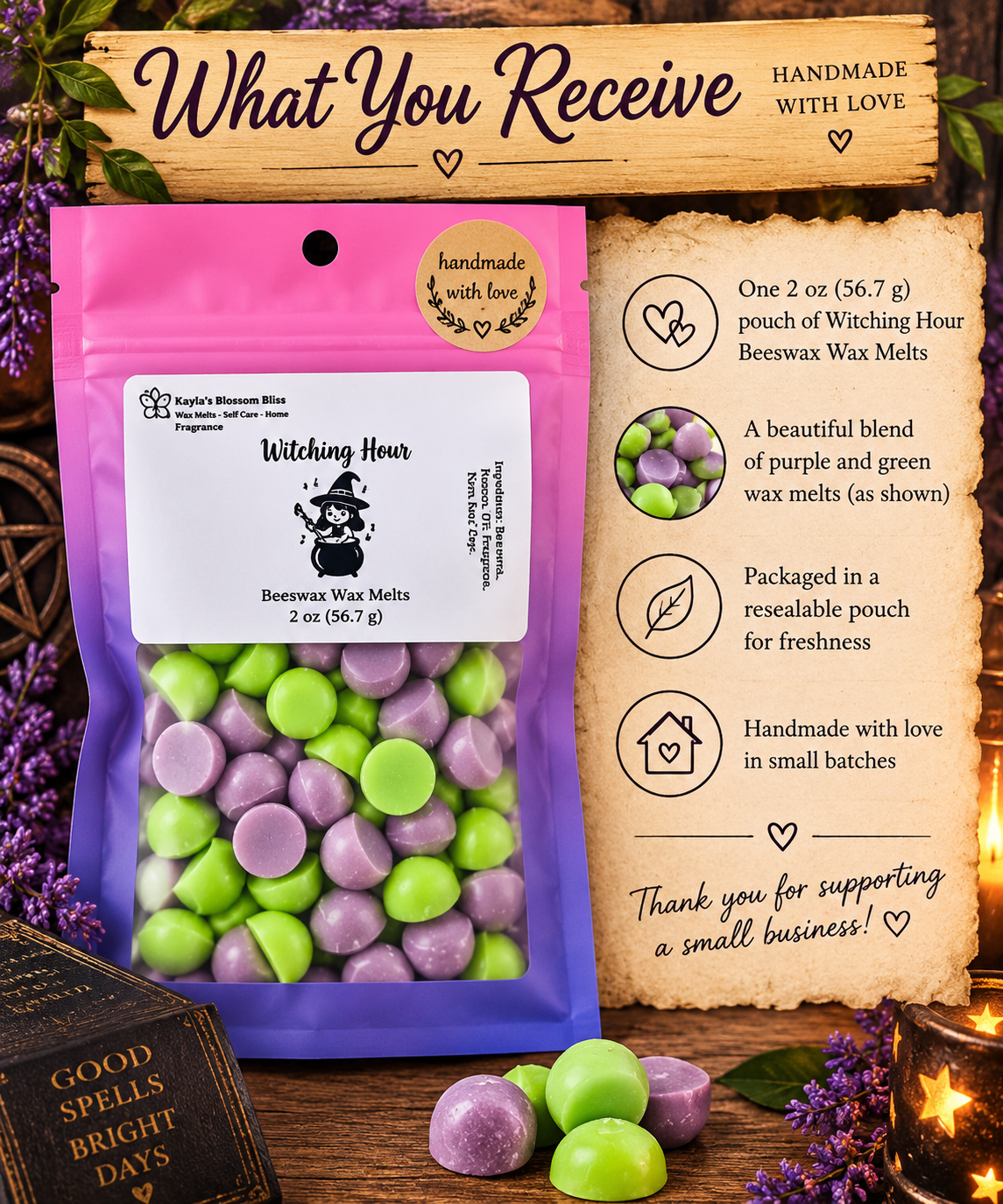 Witching Hour Beeswax Wax Melts | Berry Vanilla & Warm Woods