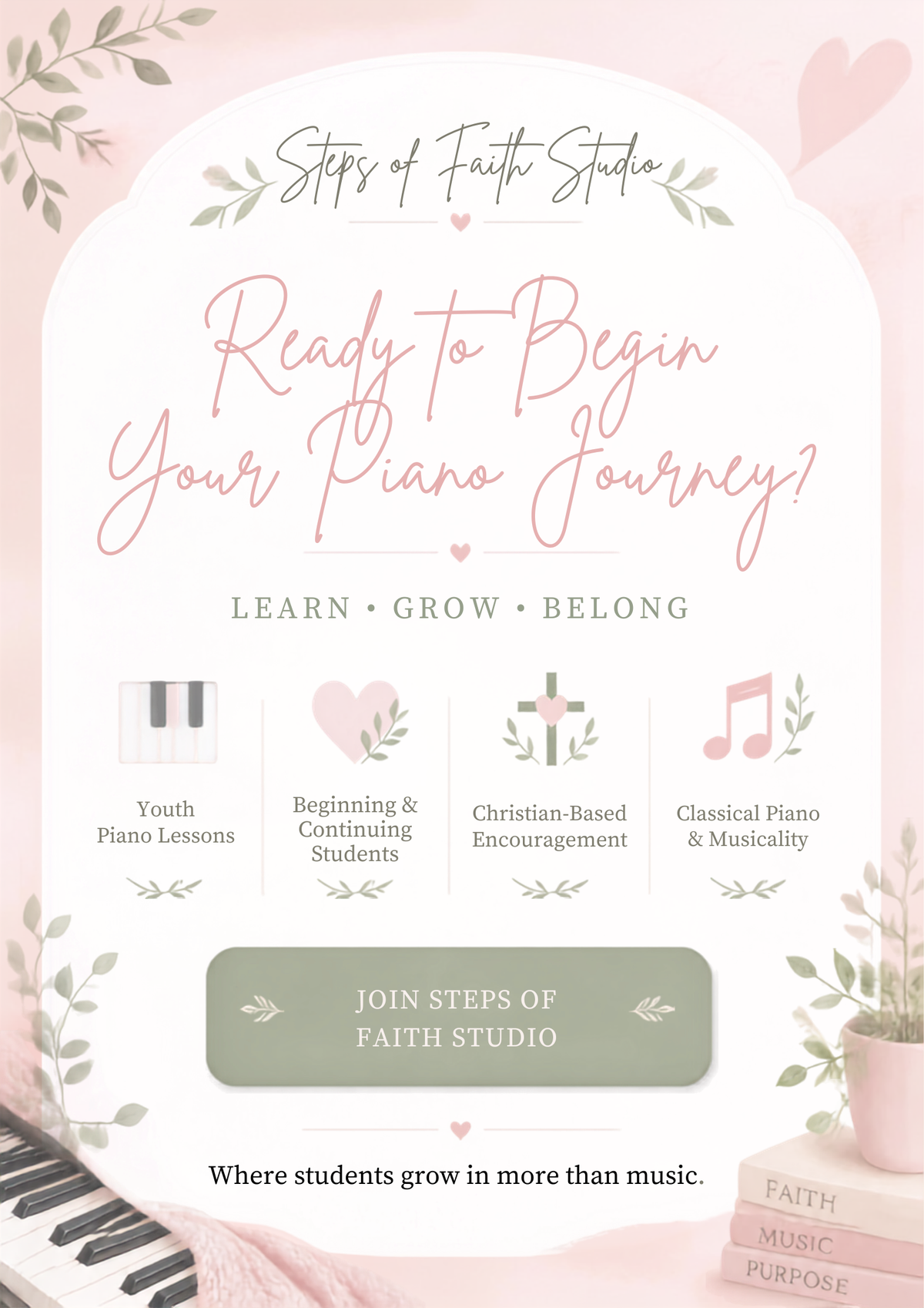 In-Person Piano Lessons for Youth Ages 5-18 | Steps of Faith Studio | Spokane, WA