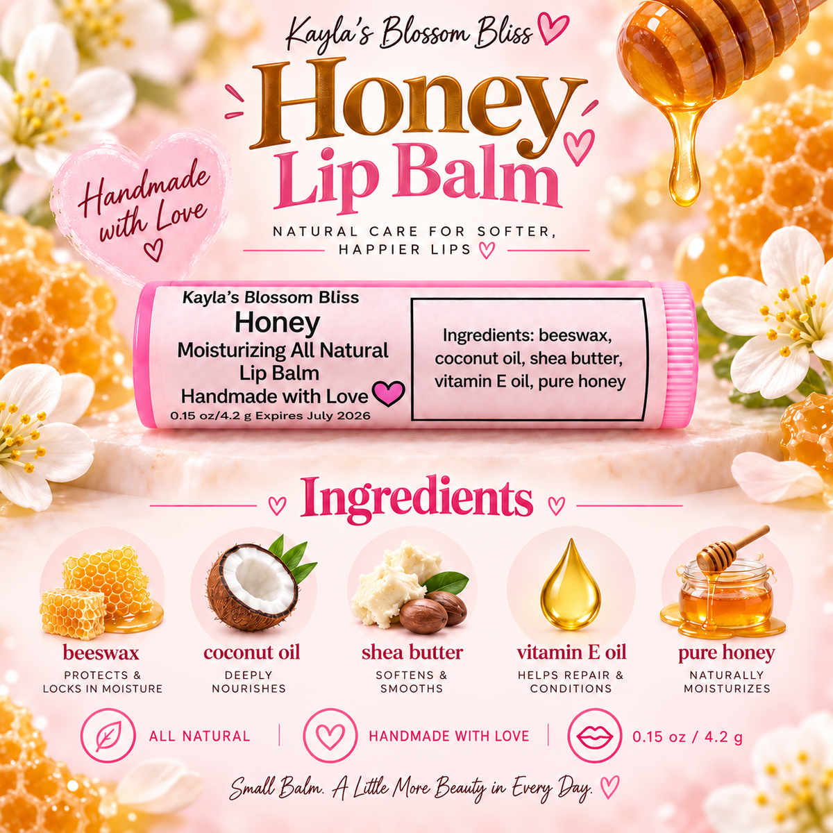 Honey Lip Balm with Pure Honey | Moisturizing Handmade Lip Balm