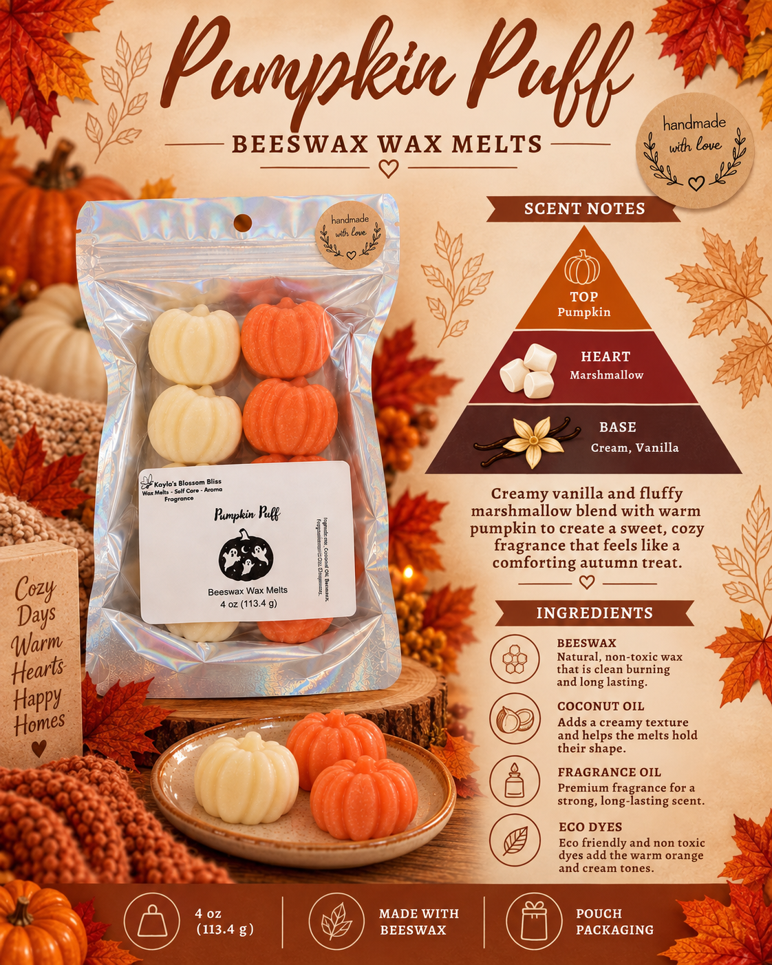 Pumpkin Puff Wax Melts | Vanilla Pumpkin Marshmallow