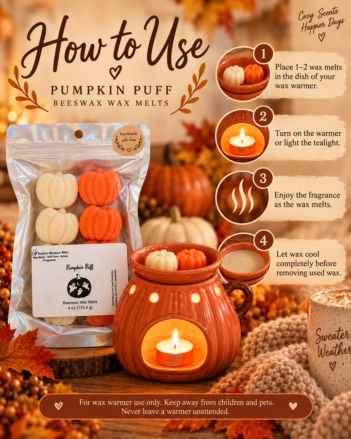 Pumpkin Puff Wax Melts | Vanilla Pumpkin Marshmallow